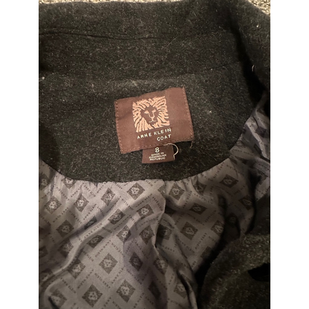 Anne Klein Gray Black Wool Blend Pea Coat Trench Petite 8 - Picture 12 of 13